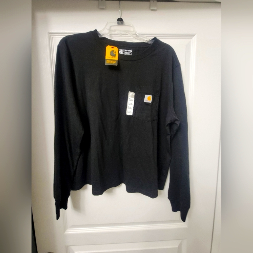 NWT Carhartt Womens Loose Fit Lightweight Long Sleeve T-Shirt Large 12-14 Black